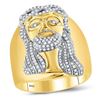 Image 1 : Mens Diamond Jesus Christ Face Cluster Ring 1.00 Cttw 10kt Yellow Gold