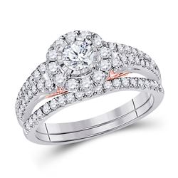 Diamond Bridal Wedding Engagement Ring Band Set 1.00 Cttw 14kt Two-tone Gold