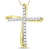 Image 1 : Diamond Cross Pendant 1/8 Cttw 14kt Two-tone Gold