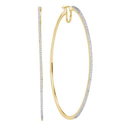 Diamond Large Hoop Earrings 1/2 Cttw 10kt Yellow Gold