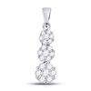 Image 1 : Diamond Triple Flower Cluster Pendant 3/4 Cttw 14kt White Gold