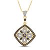 Image 1 : Round Brown Diamond Square Pendant 3/8 Cttw 14kt Yellow Gold