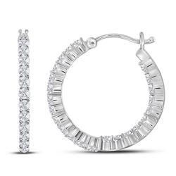 Diamond Inside Outside Hoop Earrings 1-1/2 Cttw 14kt White Gold