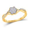Image 1 : Diamond Flower Cluster Ring 1/10 Cttw 10kt Yellow Gold
