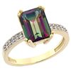 Image 1 : 3.70 CTW Mystic Topaz & Diamond Ring 10K Yellow Gold - REF-32M2K