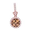 Image 1 : Round Brown Diamond Circle Frame Cluster Pendant 1/2 Cttw 14kt Rose Gold