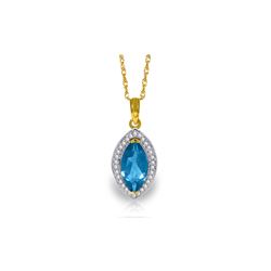 Genuine 2.4 ctw Blue Topaz & Diamond Necklace 14KT Yellow Gold - REF-62V2W