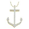 Image 1 : Diamond Anchor Nautical Pendant 1/6 Cttw 10k Yellow Gold