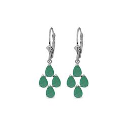 Genuine 4.5 ctw Emerald Earrings 14KT White Gold - REF-63F8Z