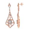 Image 1 : Diamond Heart Pattern Dangle Earrings 1-3/4 Cttw 14kt Rose Gold