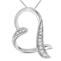 Diamond Heart Pendant 1/20 Cttw 10kt White Gold