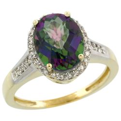 2.60 CTW Mystic Topaz & Diamond Ring 14K Yellow Gold - REF-54N7Y