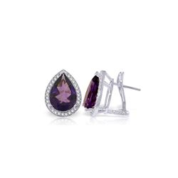 Genuine 6.82 ctw Amethyst & Diamond Earrings 14KT White Gold - REF-119F7Z