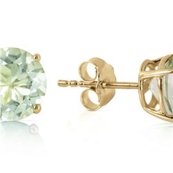 Genuine 3.1 ctw Green Amethyst Earrings 14KT Yellow Gold - REF-23P9H