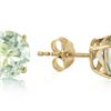 Image 1 : Genuine 3.1 ctw Green Amethyst Earrings 14KT Yellow Gold - REF-23P9H