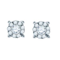 Diamond Framed Solitaire Stud Earrings 1.00 Cttw 14kt White Gold