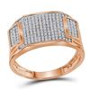 Image 1 : Mens Diamond Rectangle Cluster Ring 1/2 Cttw 10kt Rose Gold