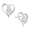 Image 1 : Diamond Cluster Heart Screwback Earrings 1/6 Cttw 10kt White Gold