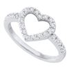Image 1 : Diamond Simple Heart Outline Ring 1/5 Cttw 10kt White Gold