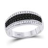 Image 1 : Round Black Color Enhanced Diamond Band Ring 1/2 Cttw 10kt White Gold