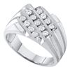 Image 1 : Mens Diamond 3-Row Cluster Ring 1/2 Cttw 10kt White Gold