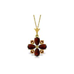 Genuine 2.43 ctw Garnet & Citrine Necklace 14KT Yellow Gold - REF-29Y7F