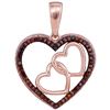 Image 1 : Round Red Color Enhanced Diamond Heart Pendant 1/6 Cttw 10kt Rose Gold