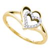 Image 1 : Diamond Double Nested Heart Ring 1/8 Cttw 10kt Yellow Gold
