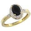 Image 1 : 0.90 CTW Onyx & Diamond Ring 10K Yellow Gold - REF-30W7F
