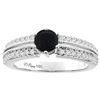 Image 1 : 0.90 CTW Onyx & Diamond Ring 14K White Gold - REF-66R4H
