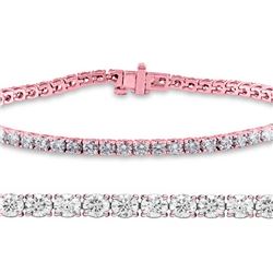 Natural 3ct VS-SI Diamond Tennis Bracelet 18K Rose Gold - REF-246X2R