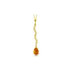 Genuine 1.79 ctw Citrine & Diamond Necklace 14KT Yellow Gold - REF-34P6H