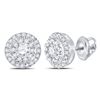 Image 1 : Diamond Circle Cluster Stud Earrings 1/2 Cttw 10kt White Gold