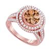 Image 1 : Round Brown Diamond Cluster Bridal Wedding Engagement Ring 1-1/2 Cttw 14kt Rose Gold