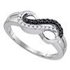 Image 1 : Round Black Color Enhanced Diamond Infinity Ring 1/6 Cttw 10kt White Gold