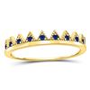 Image 1 : Round Blue Sapphire Chevron Stackable Band Ring 1/10 Cttw 10kt Yellow Gold