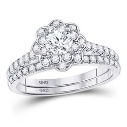 Diamond Bridal Wedding Engagement Ring Band Set 1.00 Cttw 14kt White Gold