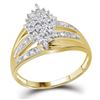 Image 1 : Round Prong-set Diamond Oval Cluster Ring 1/5 Cttw 10kt Yellow Gold