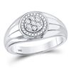 Image 1 : Mens Diamond Circle Cluster Ring 1/10 Cttw 10kt White Gold