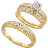 Image 1 : His & Hers Diamond Solitaire Matching Bridal Wedding Ring Band Set 1/4 Cttw 10kt Yellow Gold