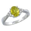 Image 1 : 1.06 CTW Lemon Quartz & Diamond Ring 14K White Gold - REF-36F3N