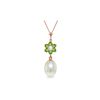 Image 1 : Genuine 4.53 ctw Pearl, Peridot & Diamond Necklace 14KT Rose Gold - REF-29Z7N