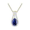 Image 1 : Oval Lab-Created Blue Sapphire Solitaire Pendant 1-3/4 Cttw 10kt Yellow Gold