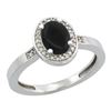Image 1 : 0.90 CTW Onyx & Diamond Ring 10K White Gold - REF-30V7R
