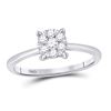 Image 1 : Diamond Flower Cluster Ring 1/4 Cttw 10kt White Gold