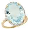 Image 1 : 13.71 CTW Aquamarine & Diamond Ring 10K Yellow Gold - REF-174M3A