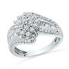 Image 1 : Diamond Cluster Ring 1.00 Cttw 10kt White Gold