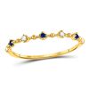 Image 1 : Round Blue Sapphire Diamond Beaded Stackable Band Ring 1/20 Cttw 10kt Yellow Gold