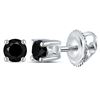 Image 1 : Round Black Color Enhanced Diamond Solitaire Stud Earrings 1/4 Cttw 10kt White Gold