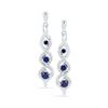 Image 1 : Round Lab-Created Blue Sapphire Cascade Dangle Earrings 1/2 Cttw 10kt White Gold